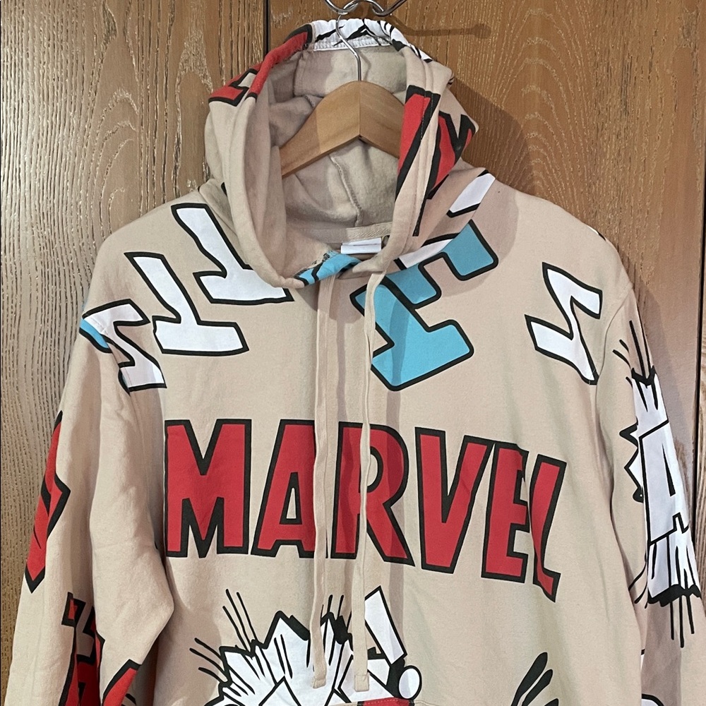 Marvel Beige and Red Graphic Hoodie